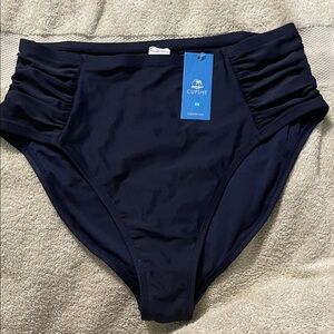Cupshe Dark Blue Ruched Bikini Bottom